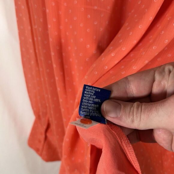 New Apt 9 Blouse Women's 4X Orange Vneck Long Sleeve Sheer Top Lightweight - Picture 10 of 10